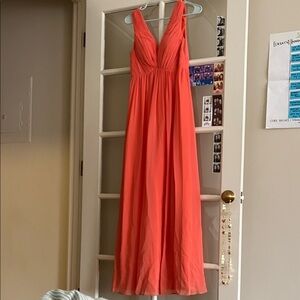 Azazie Vibrant Coral Maxi Dress
